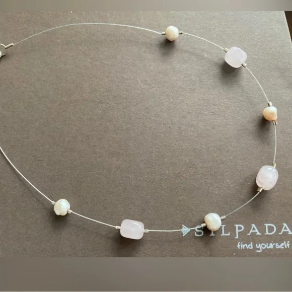 Silpada Vintage Sterling *Rose Quartz & Pearl Necklace - Picture 8 of 8